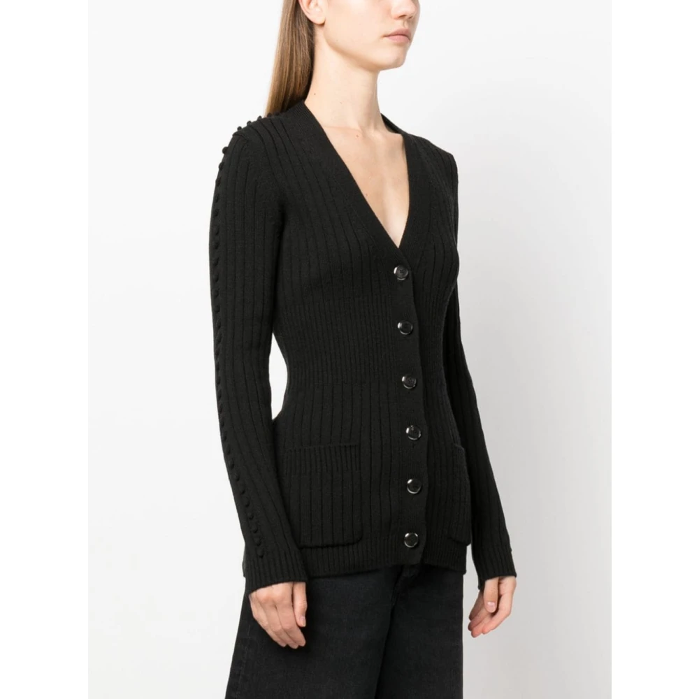 Durazzi Milano Zwarte Geribbelde Cardigan met 3D Polkadot Mouwen Black Dames