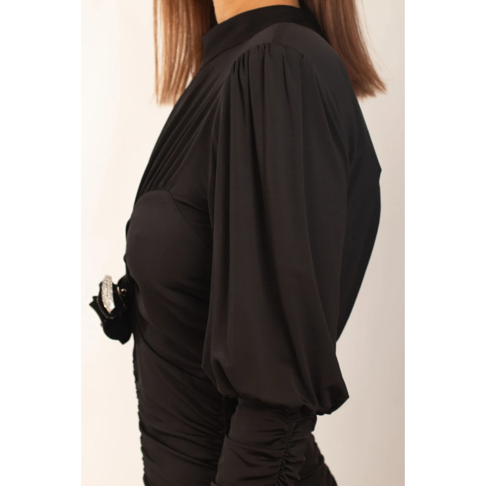 Babylon Bloemen Gerimpelde Jurk in Zwart Black Dames
