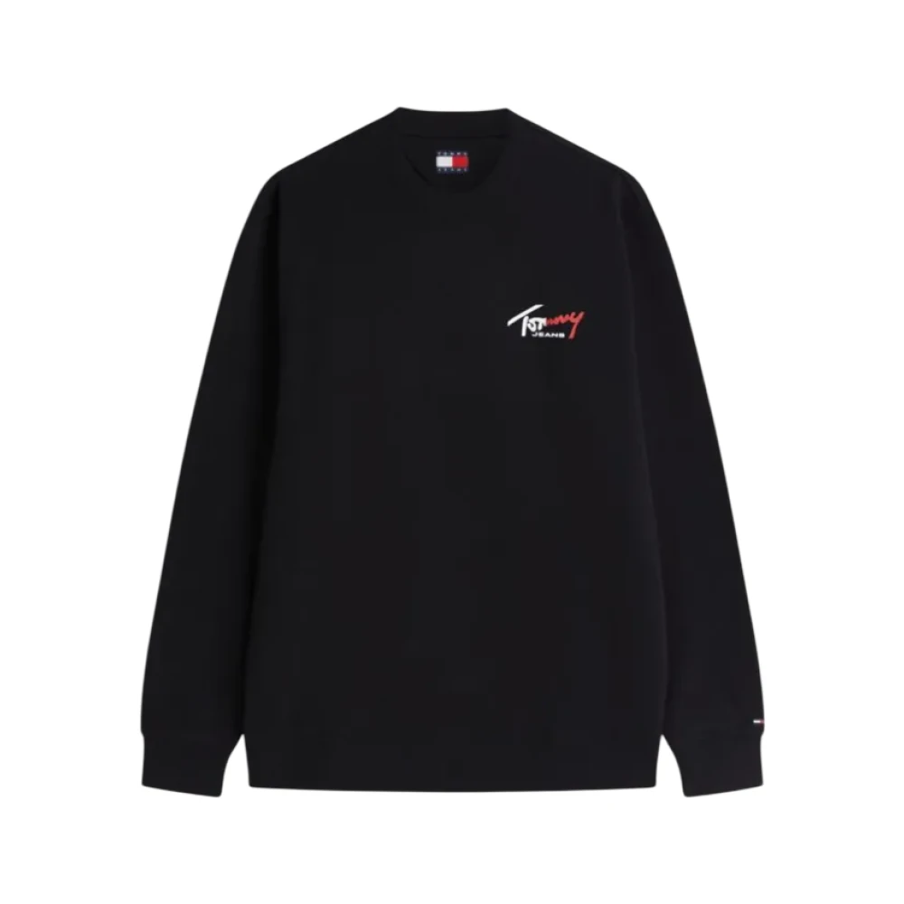 Tommy Jeans Herren Schwarz Sweatshirt "Tjm Regular Entry Signature", Gr. M, Sweatware, Obermaterial: 100% Baumwolle, Regular Fit Normal, Rundhals... - Bild 4