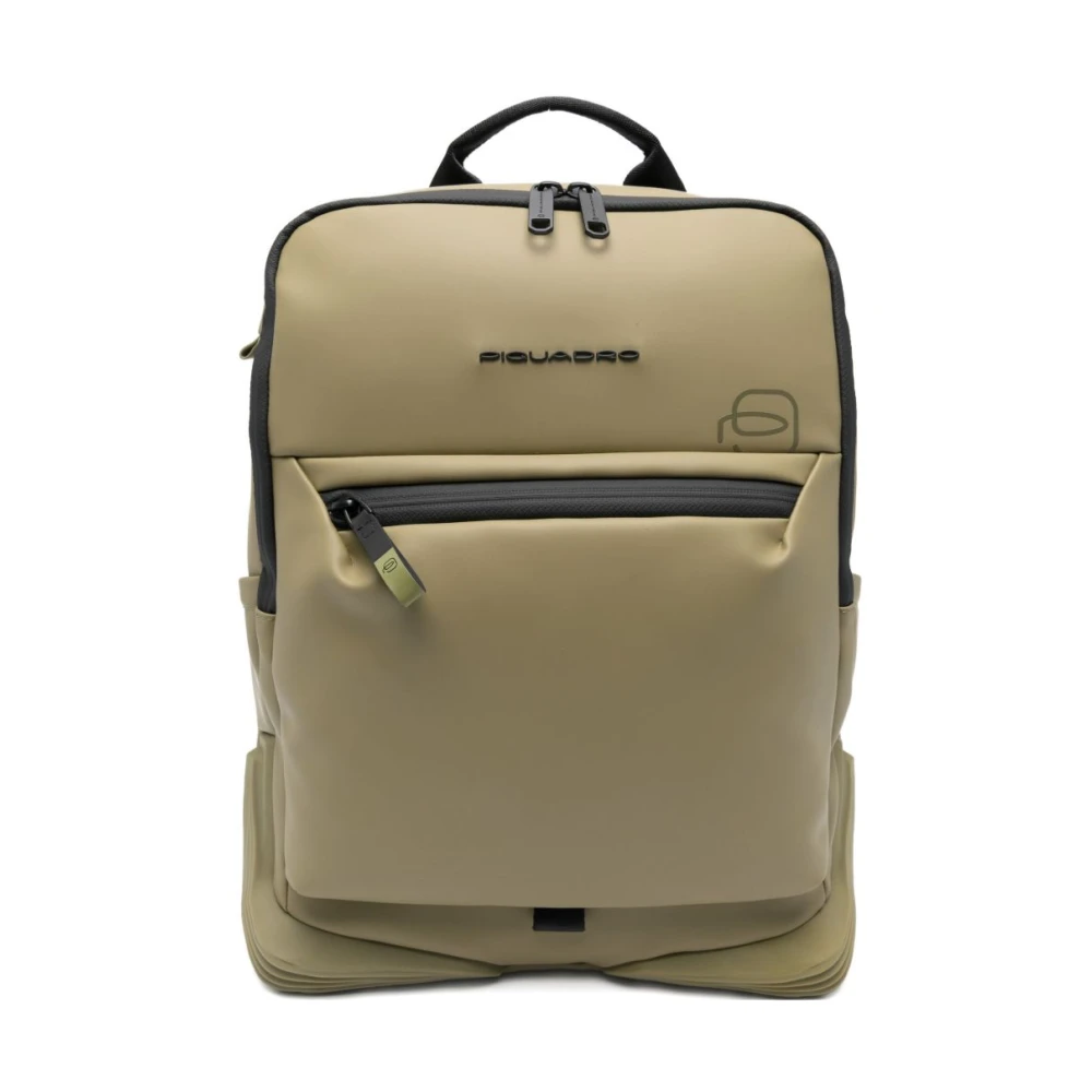 Piquadro Unisex Grün Wasserabweisender Laptop-Rucksack 14"