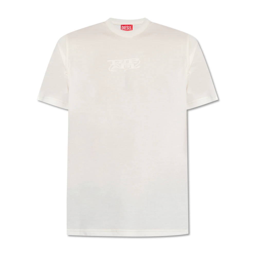 Diesel Logo-print T-shirt in mercerised cotton White Heren