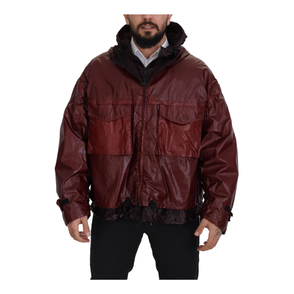 Dolce & Gabbana Men's Bordeaux Cotton Hooded Zip Jacket