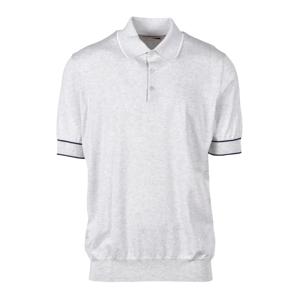 BRUNELLO CUCINELLI Katoenen Polo Shirt Blue Heren