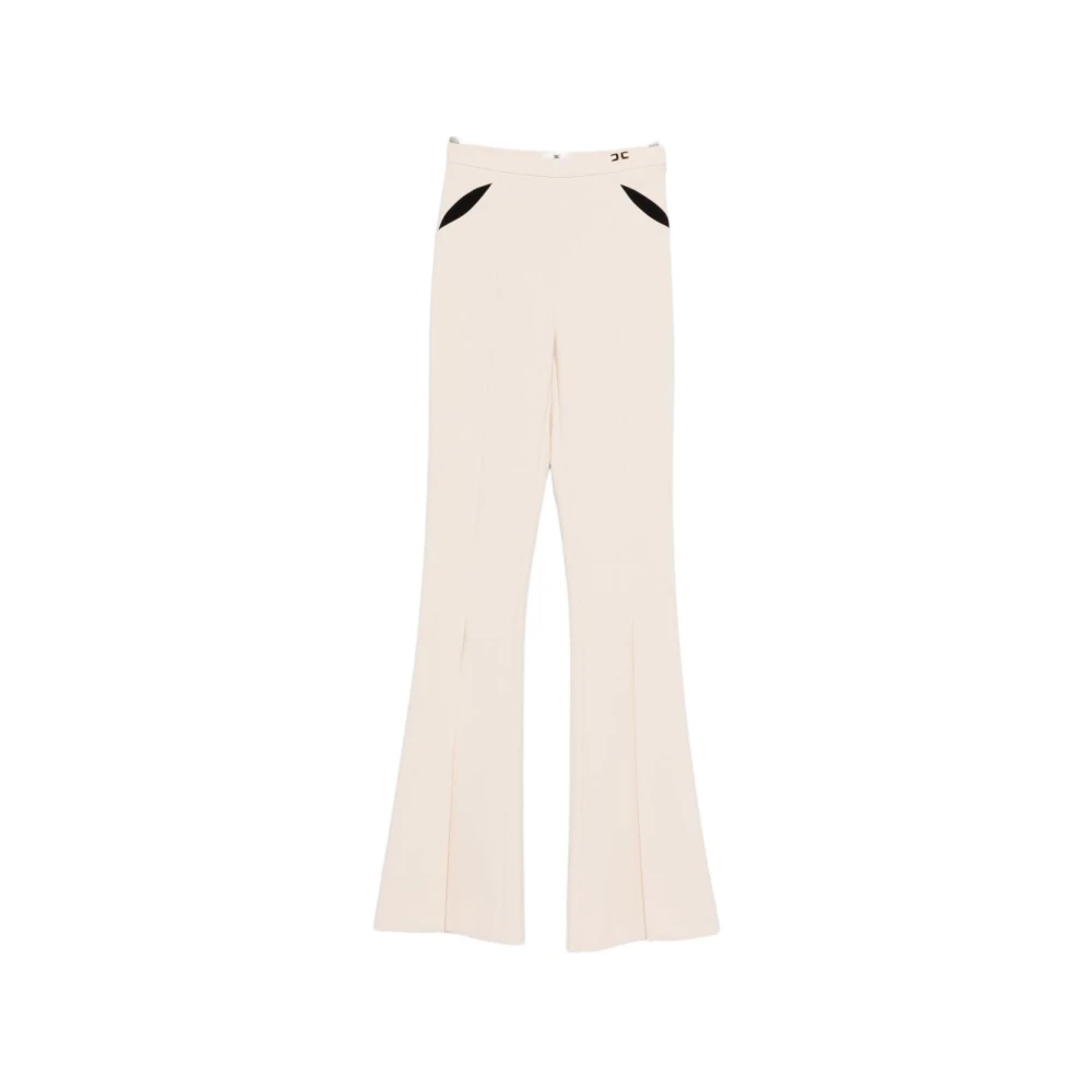 Elisabetta Franchi Beige Split Flared Trousers - Female - Wide Trousers - 2XS - Trousers