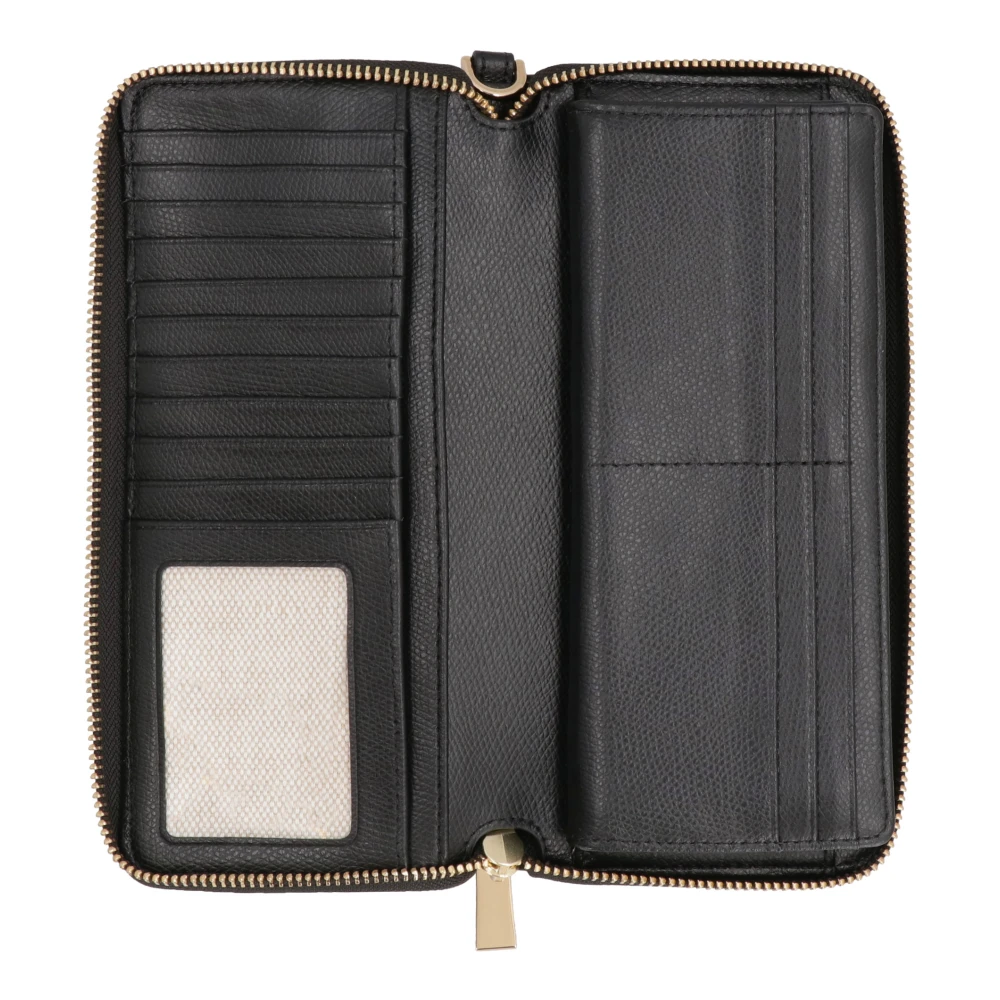 Michael Kors Gestructureerde Lederen Continental Portemonnee met Rits Black Dames