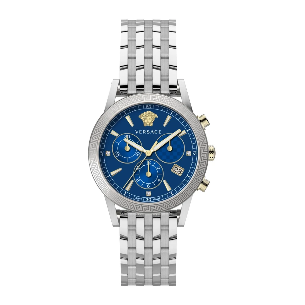Versace Men's Gray Watches, One Size, Sport Tech Stainless Steel Blue Dial Watch