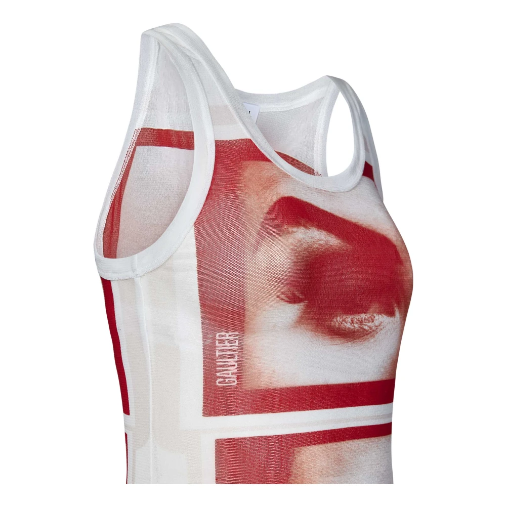 Jean Paul Gaultier Witte Top met Rode Print White Dames
