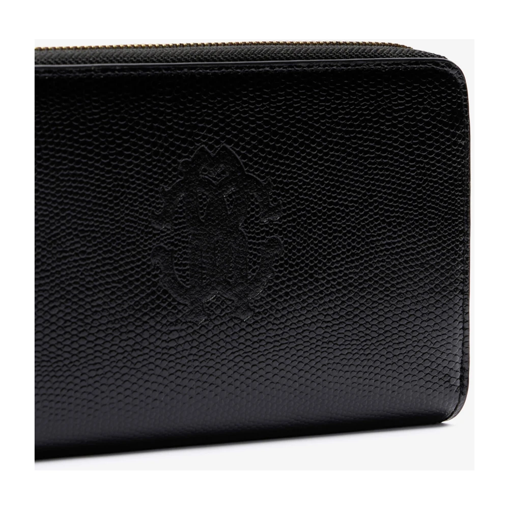 Roberto Cavalli Monogram RC Leren Portemonnee met rits Black Dames