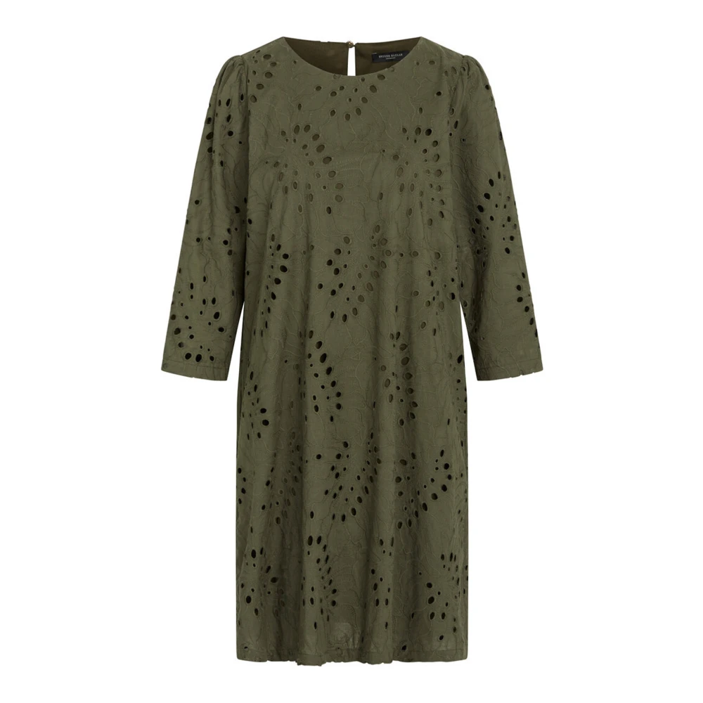 Bruuns Bazaar Geborduurde Anglaise Jurk Deep Depths Green Dames