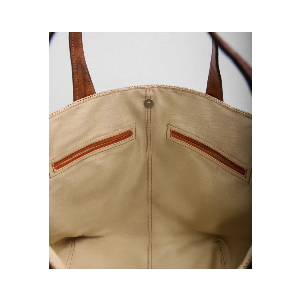 Ibeliv Raphia Theezakje met Leren Handvatten Multicolor Dames