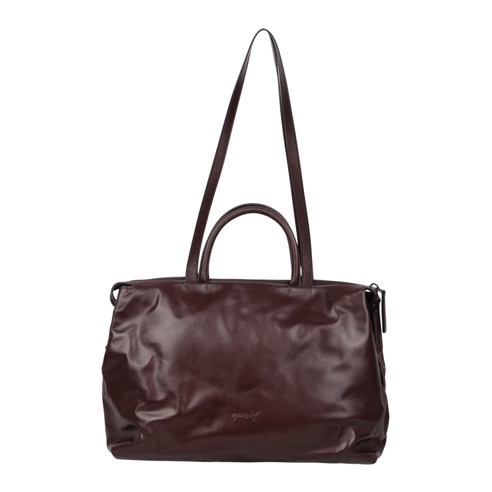 Marsell Gegraveerde Logo Tote Tas met Handvatten Brown Dames