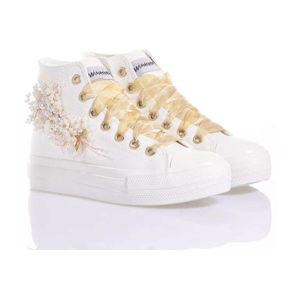 Hvite Blonder Plattform Sneakers