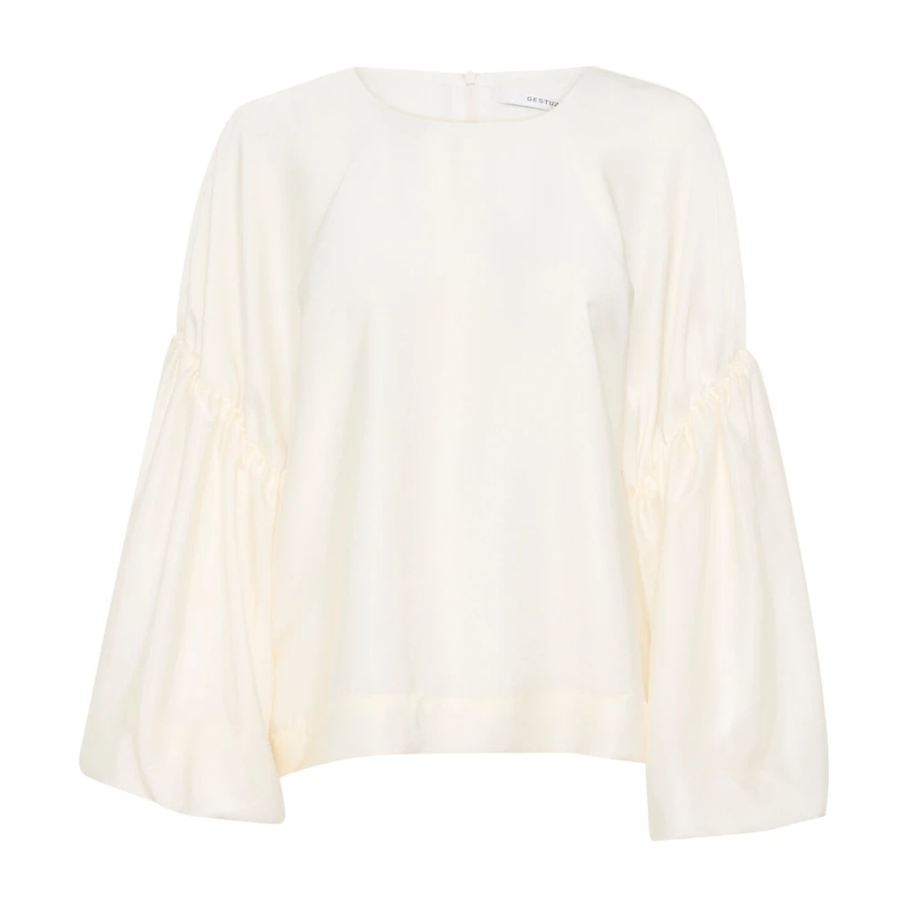 Gestuz Women's Beige Blouses, Xl, Balloon Sleeve Blouse