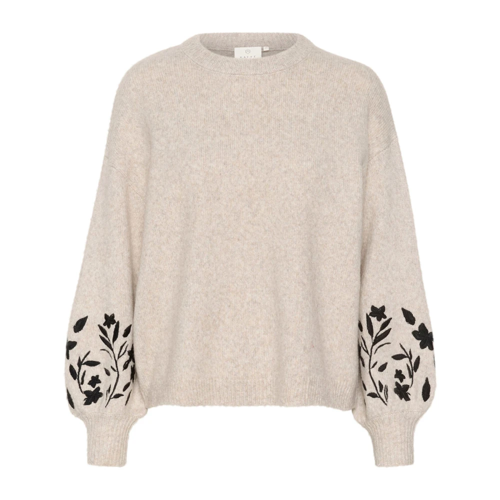 Kaffe Grijs Melange Gebreide Trui Gray Dames
