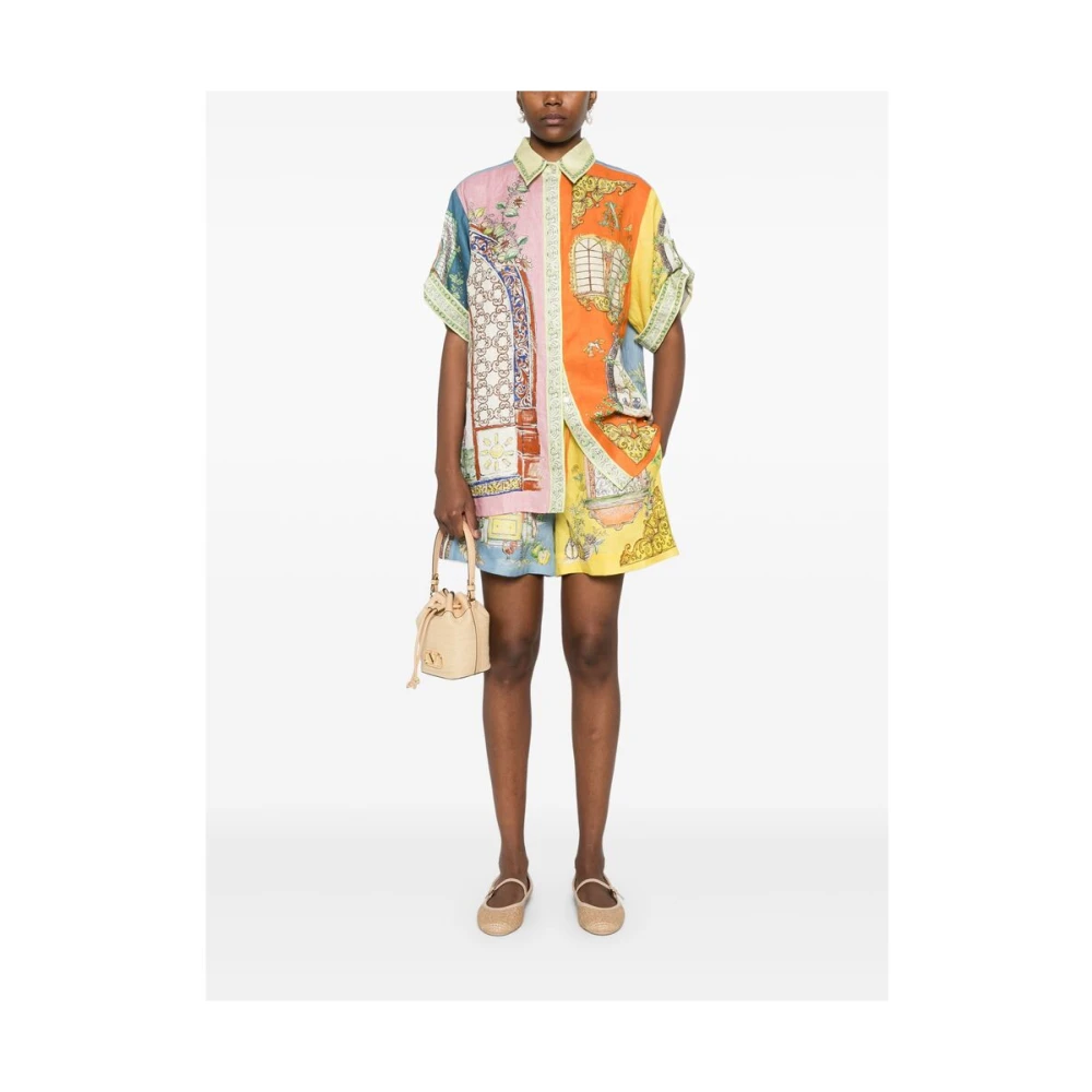 Alemais Kleur-Blok Linnen Shorts Multicolor Dames