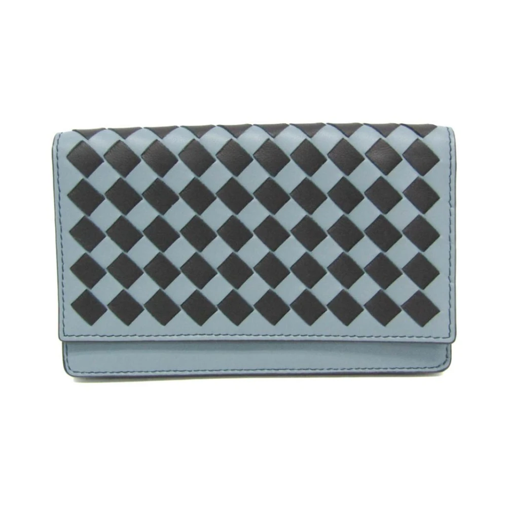 Bottega Veneta Vintage Women's Blue Pre-Owned Woven Leather Wallet