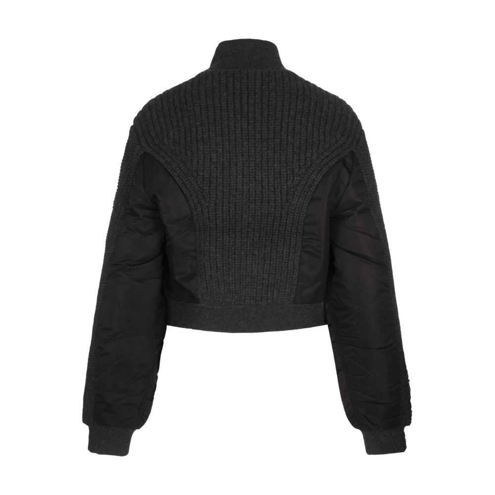 Diesel Zwarte Hybride Gebreide Jas Black Dames