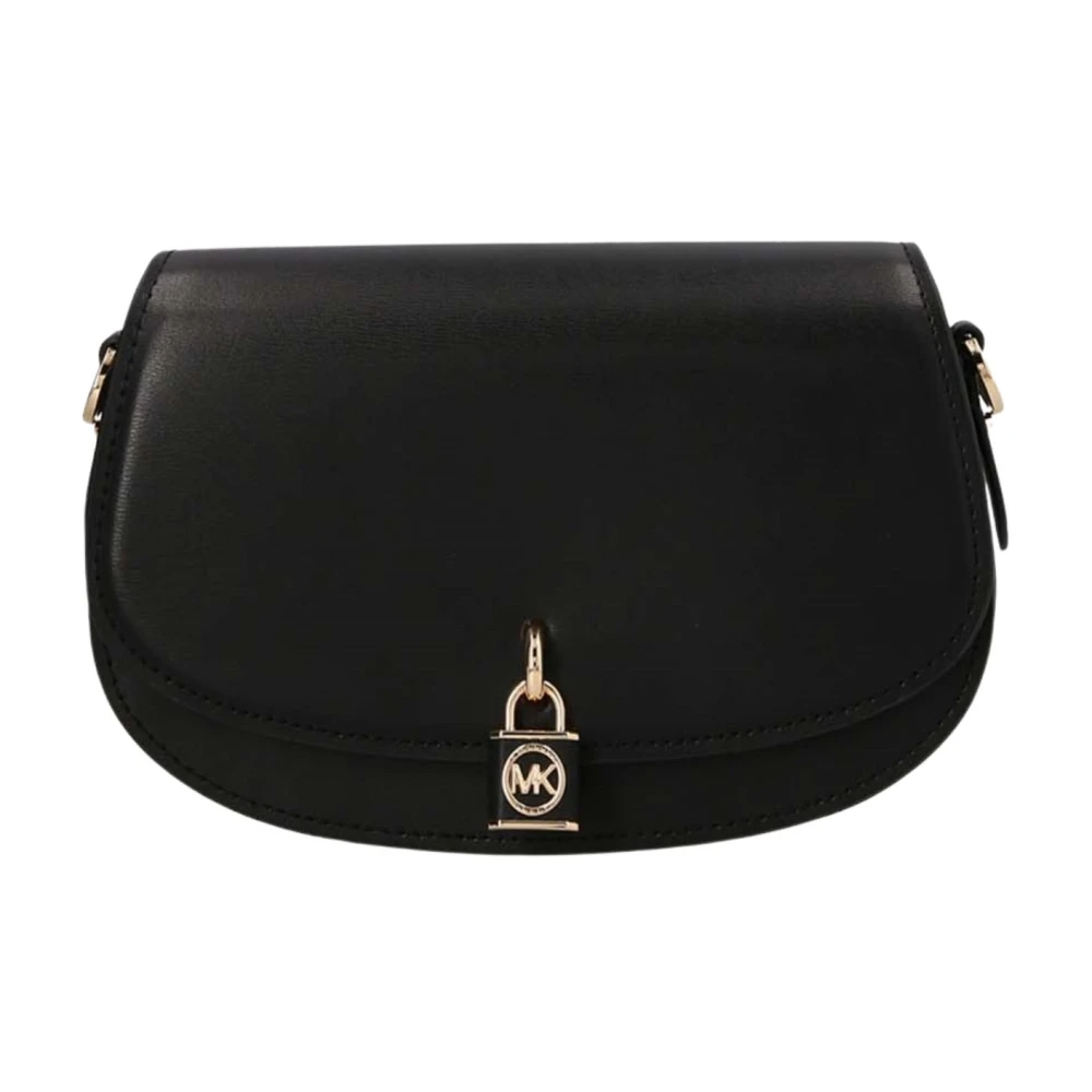 Michael Kors Mila Medium Lederen Schoudertas Black Dames