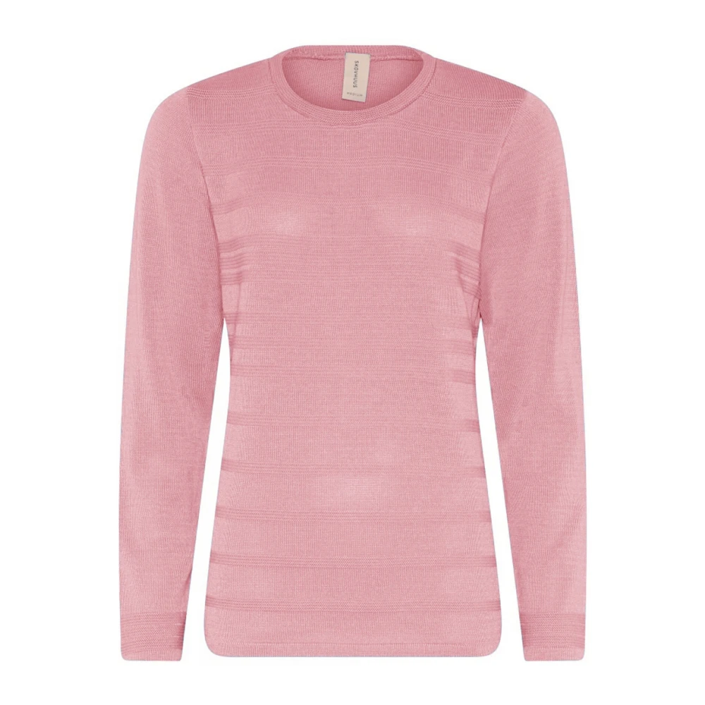 Skovhuus Structuur O-Neck Pullover Blouse Pink Dames