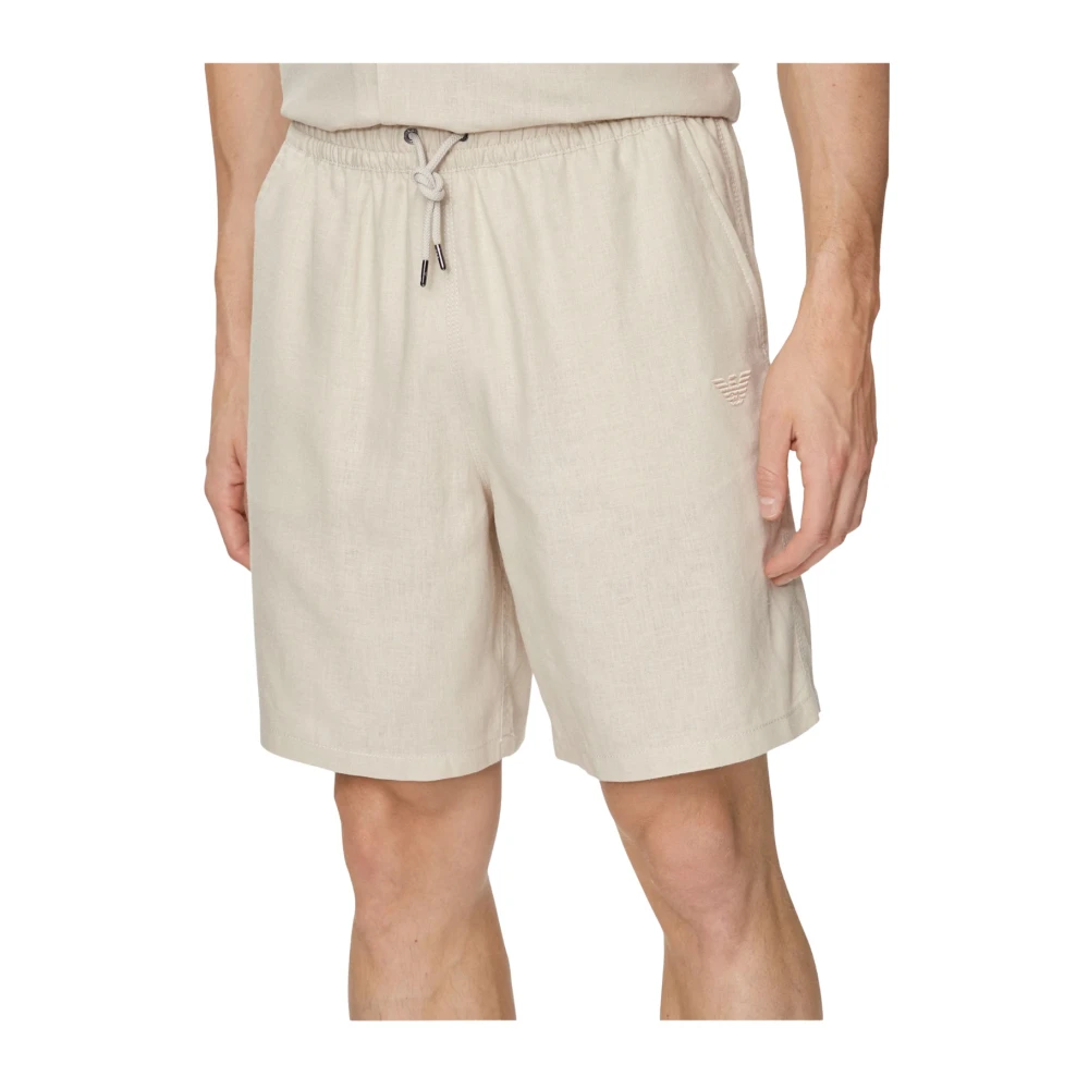 Emporio Armani Linnen Shorts Les Beiges Beige Heren