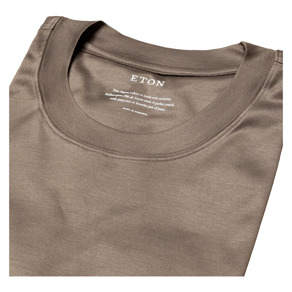Eton Luxe Katoenen Crewneck T-shirt Brown Heren