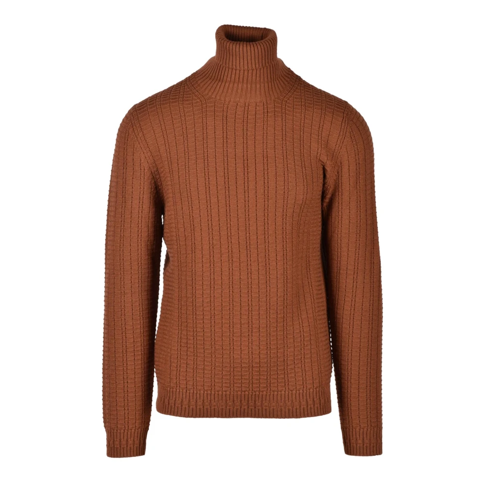 Alpha Studio Merino Wollen Trui Brown Heren