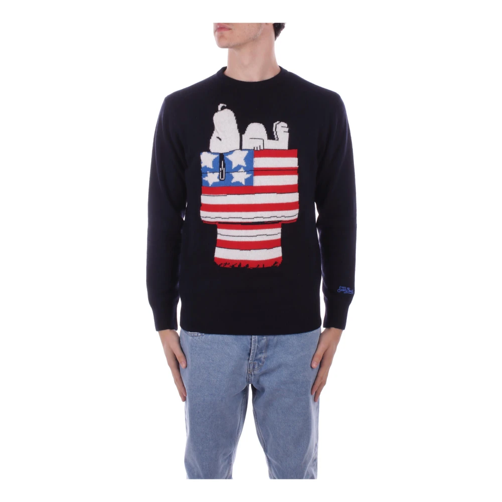 Saint Barth Logo Front Sweaters Blue Heren