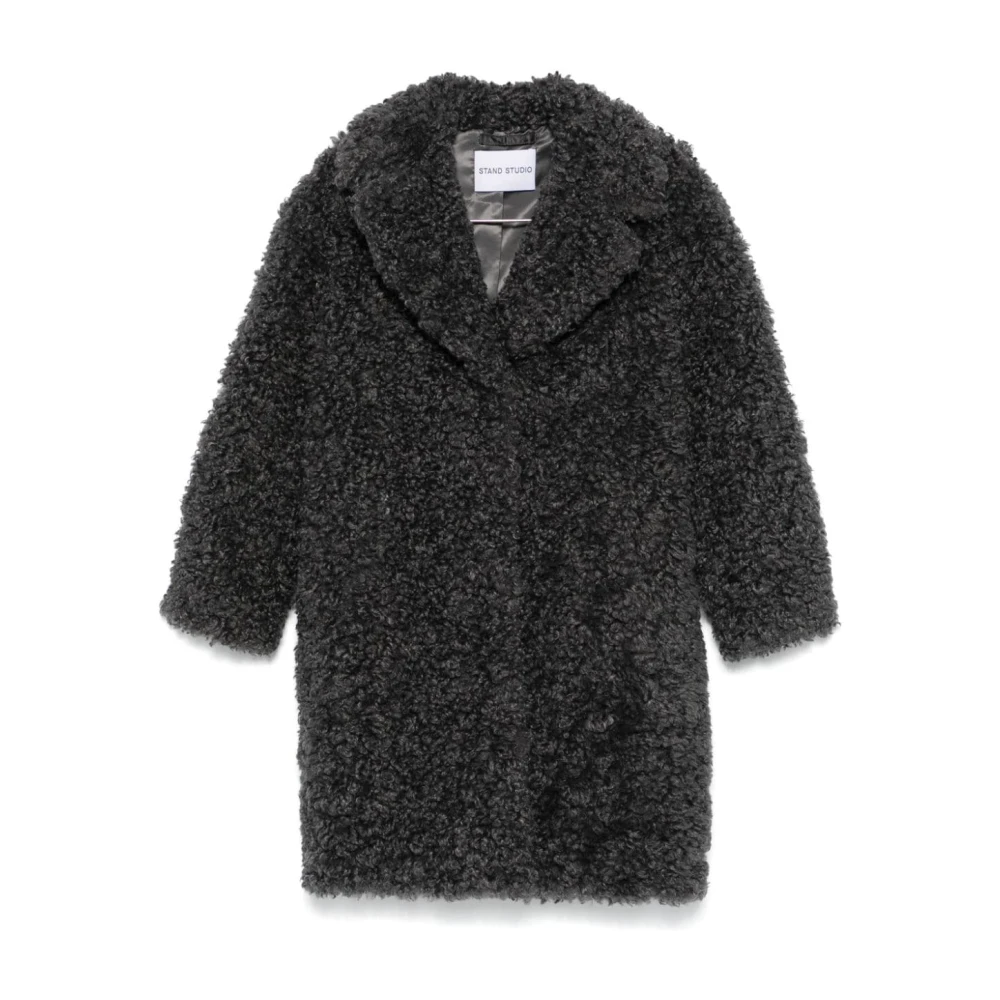 Stand Studio Grijze Cocon Shearling Bontjas Gray Dames