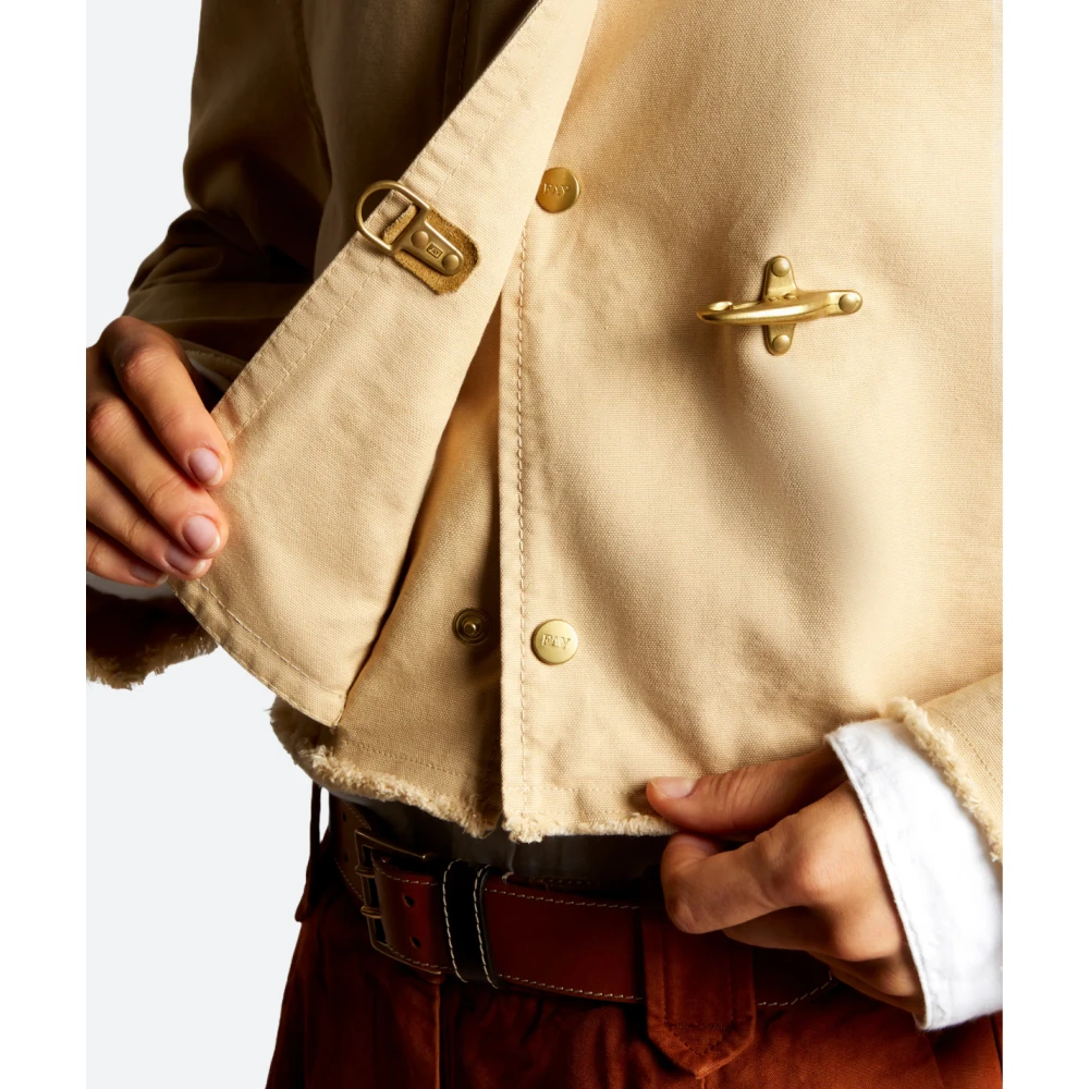 Fay Katoenen canvas jas met fluwelen kraag Beige Dames