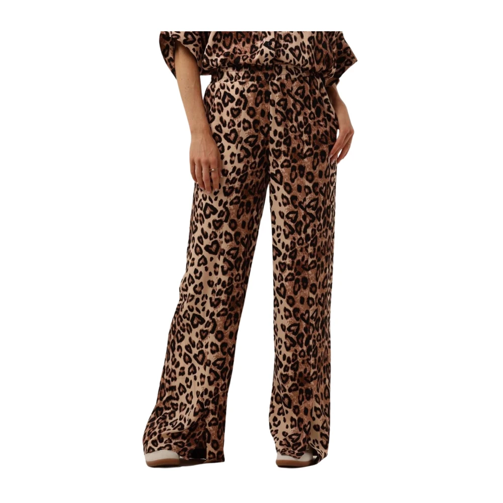 Alix The Label Luipaard Twill Broek Stijlvolle Damesbroek Brown Dames