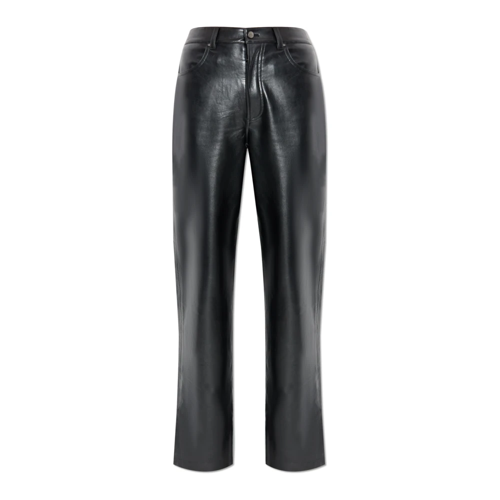 Anine Bing Eco Leren Wijde Pijp Broek Black Dames