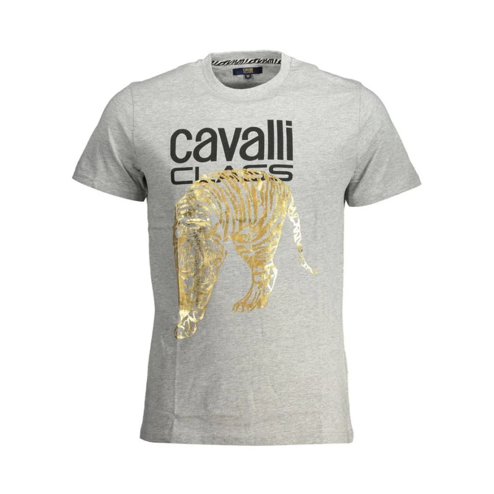Cavalli Class Men's Brown Bold Tiger Print Fashion Tee