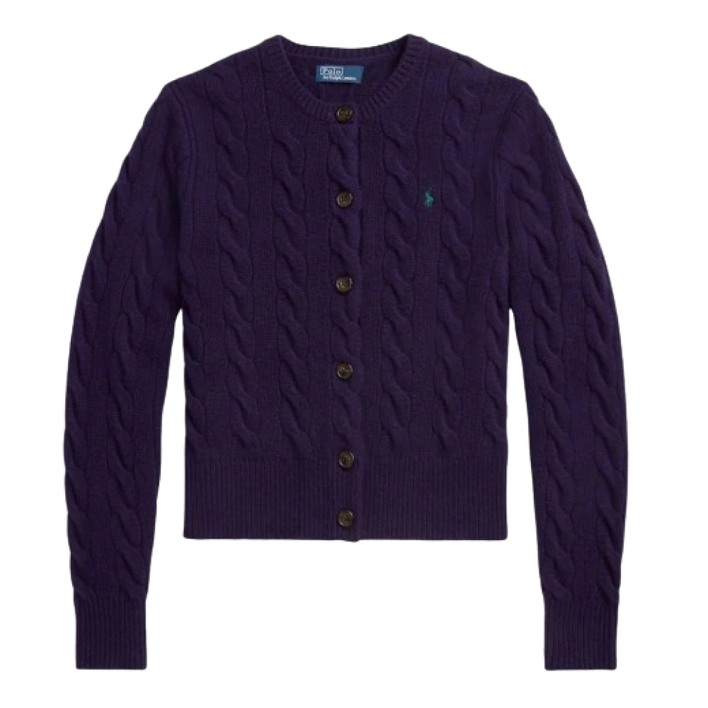 Polo Ralph Lauren Geribbelde Cash Cardigan Trui Purple Dames