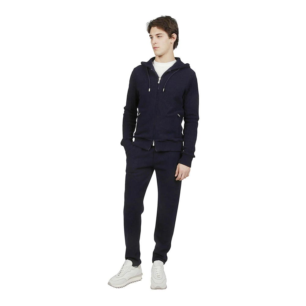 Eleventy Cashmere Hoodie Met Volledige Rits Blue Heren