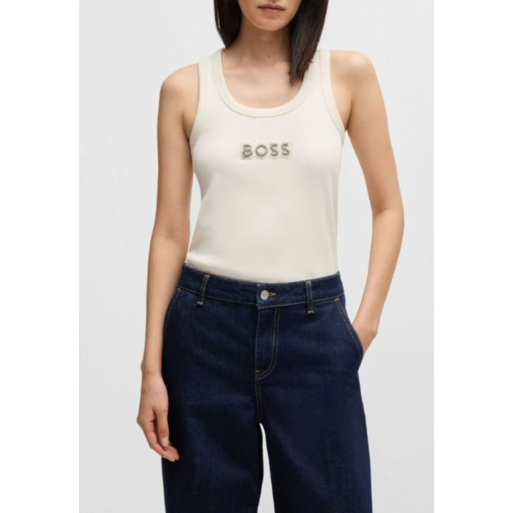 Hugo Boss Dames Tanktop met Stone Badge White Dames