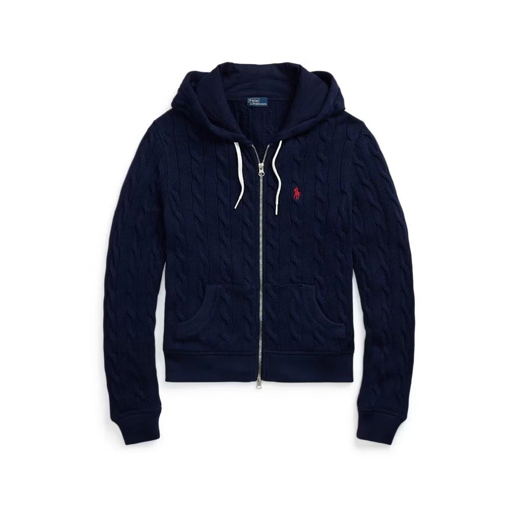 Polo Ralph Lauren Women's Blue Cardigans,, Hooded T-Shirt Small