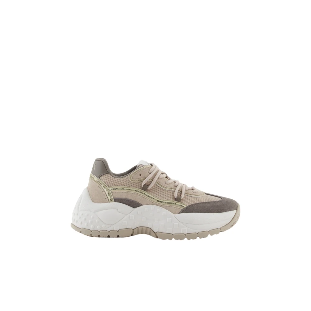 Armani Exchange Women's Beige Sneakers For Stylish Look