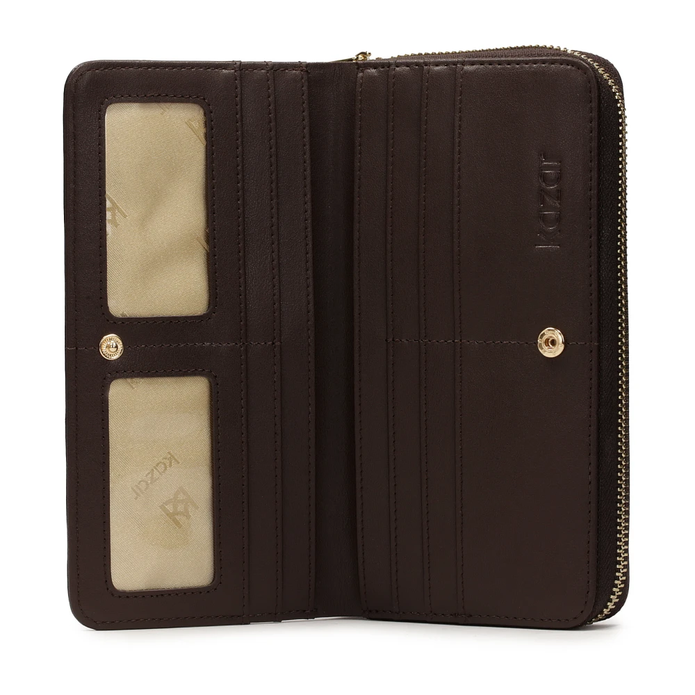 Kazar Donkerbruine portemonnee met quilten en logo Brown Dames