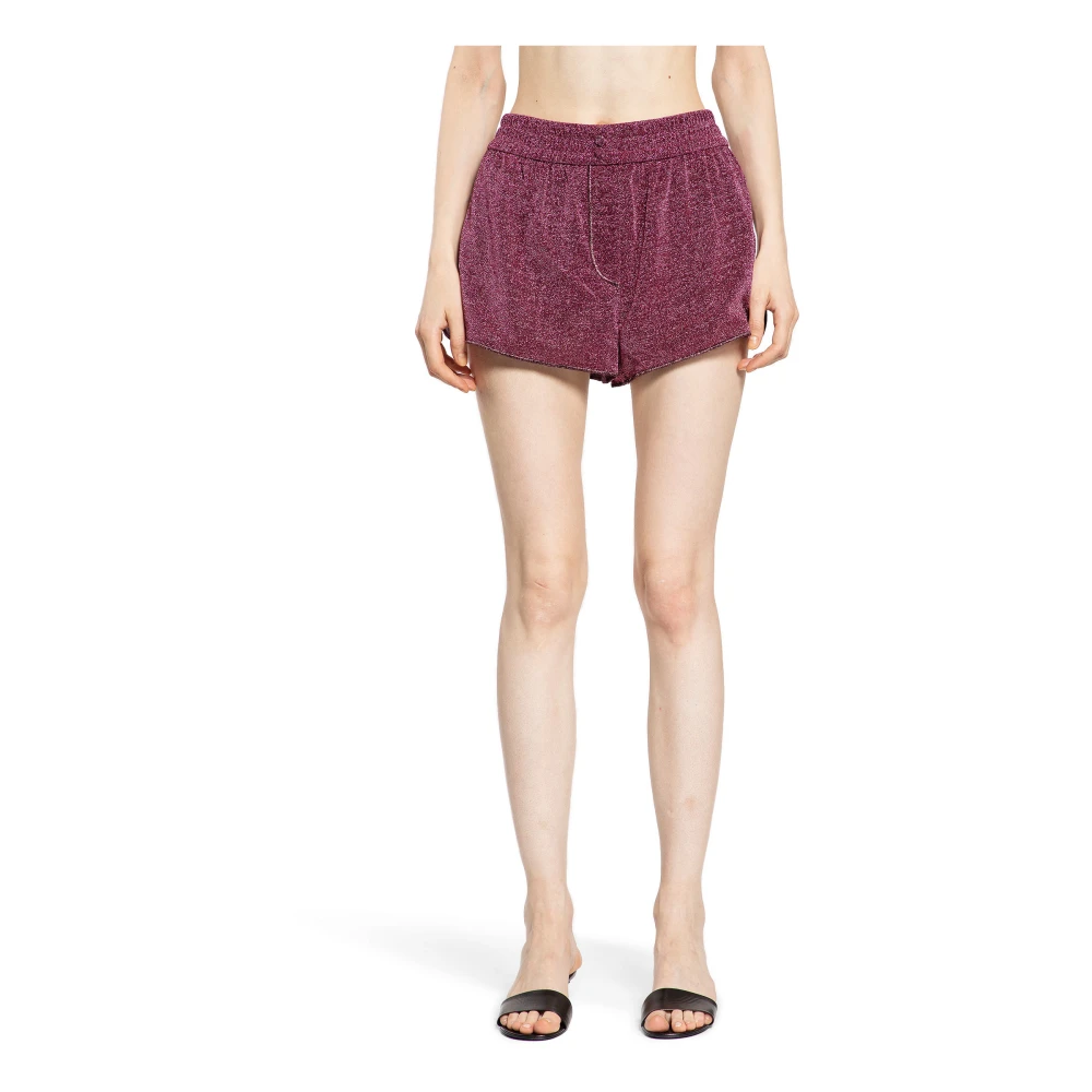 Oseree Lurex Nylon Elastische Taille Shorts Purple Dames