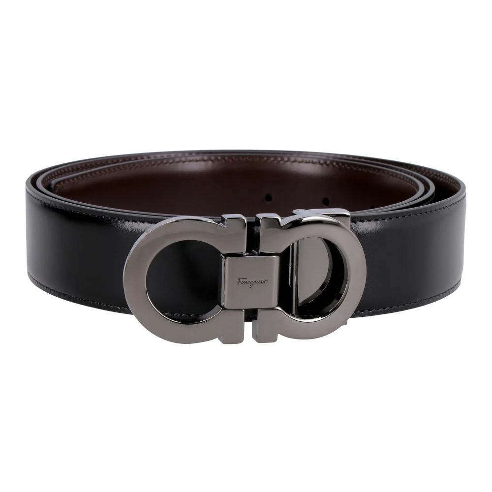 Ferragamo Black Reversible Leather Belt - Male - Belts - 105 Cm - Accessories