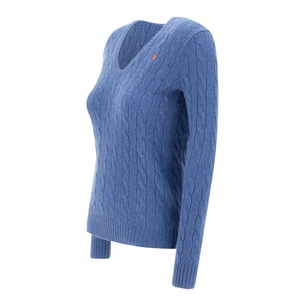 Polo Ralph Lauren Blauwe Wol Kasjmier Pullover Sweater Blue Dames