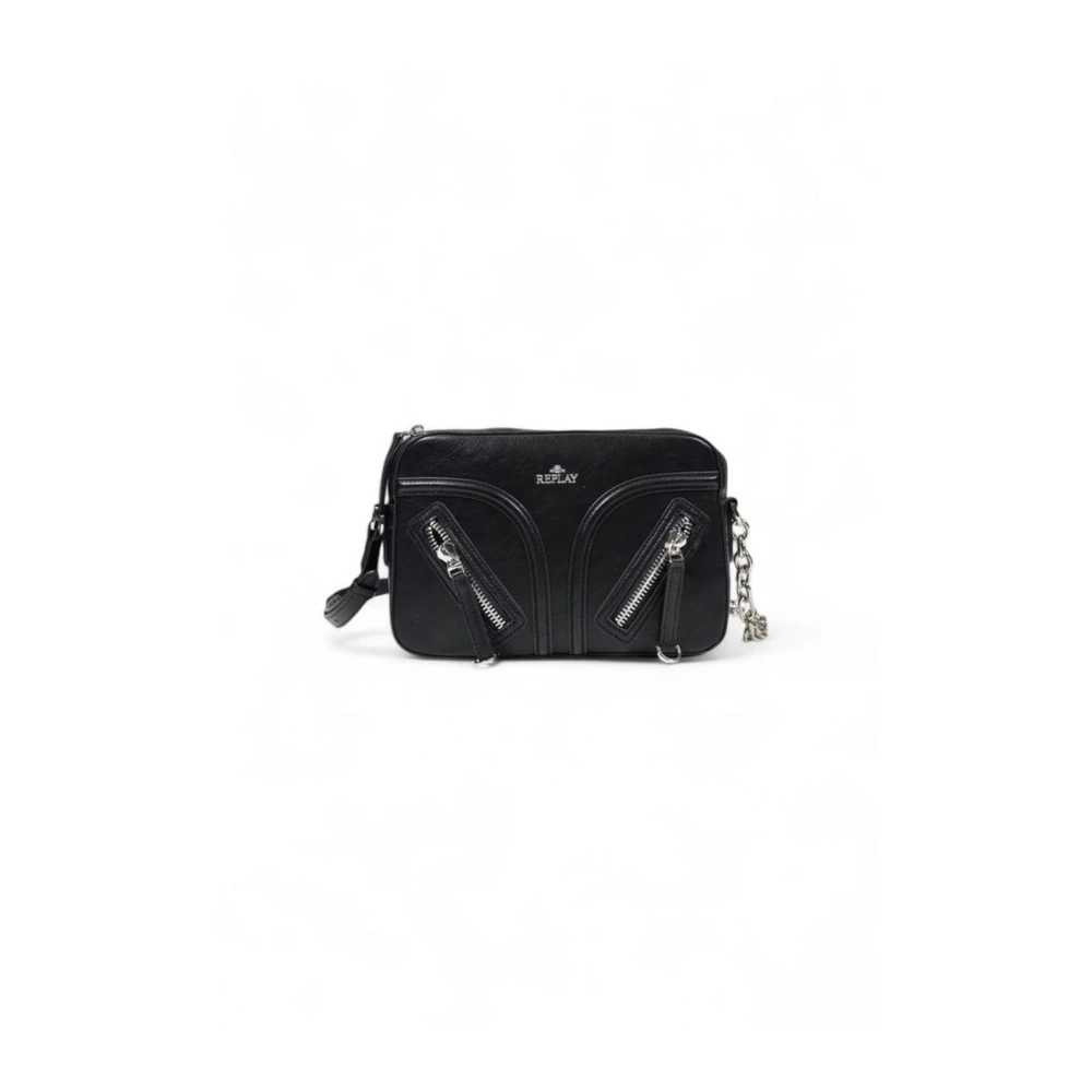 Replay Moderne Zwarte Polyester Handtas Black Dames