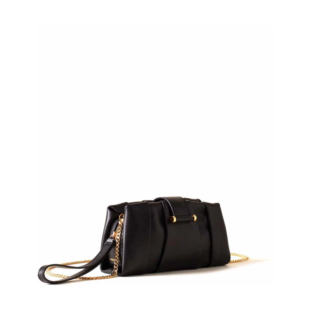 Borbonese Elegante Zwarte Leren Clutch Tas Black Dames