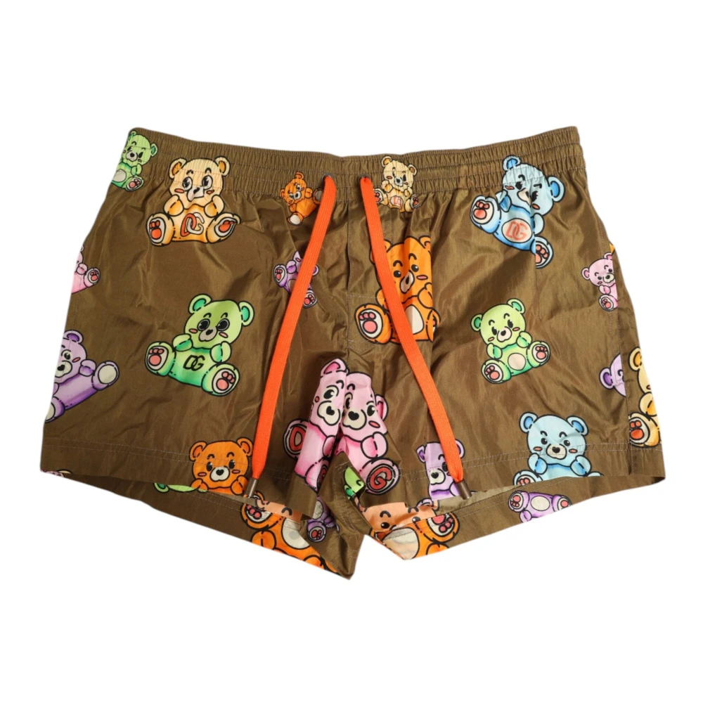 Dolce & Gabbana , Beachwear, Male, Brown, S, Teddy Bear Men Swim Shorts