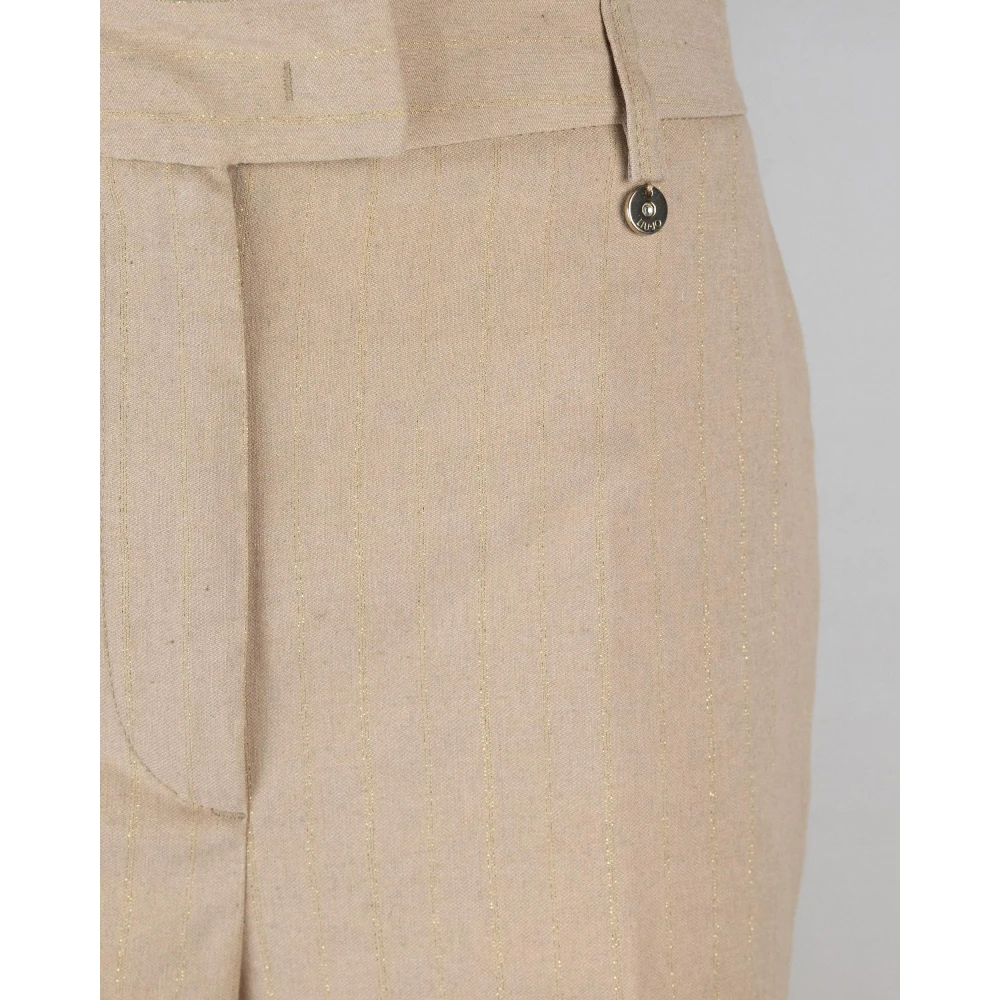 Liu Jo Gestreepte lurex hoge taille palazzo broek Beige Dames