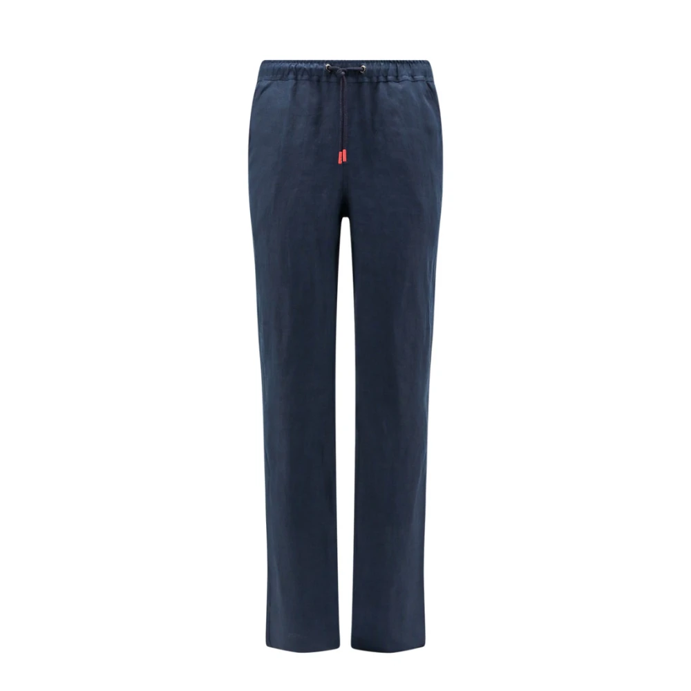 Kiton Linnen trekkoord broek Blue Heren