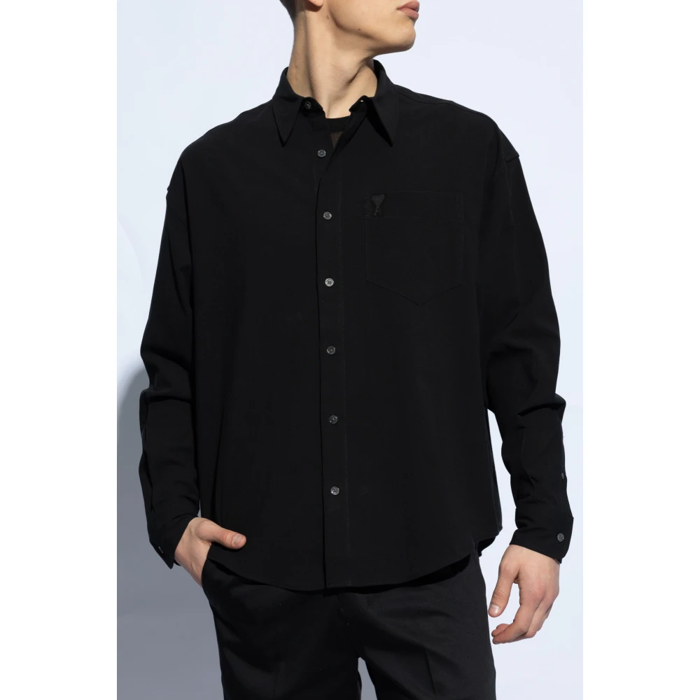 Ami Paris Katoenen overhemd met logo Black Heren