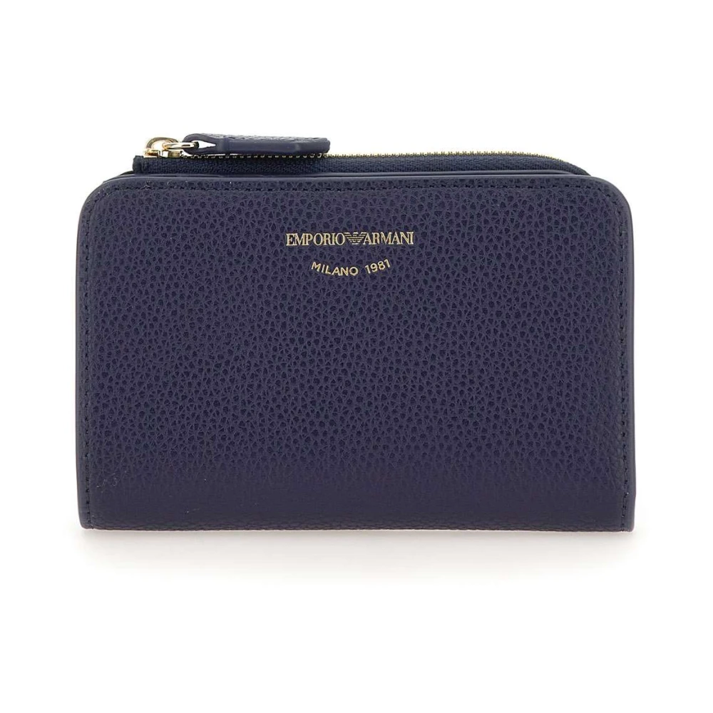Emporio Armani Vegan Leren Portemonnee met Meerdere Compartimenten Blue Dames