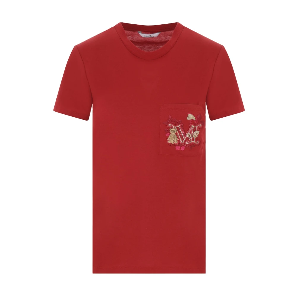 Max Mara Rode T-shirt met M-borduurwerk Red Dames