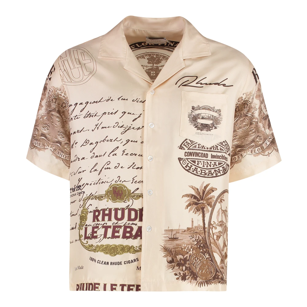 Rhude Zijden overhemd met zijsplitten Beige Heren